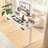 Advwin Electric Standing Desk Adjustable Height Sit Stand up Desk with Monitor Stand and 2 Fabric Drawers White