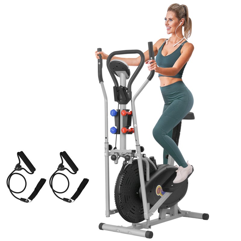 Advwin Elliptical Exercise Machine Trainer, Exercise Bike Adjustable Resistance w/Resistance Bands & 4 Dumbbell Home Gym Cardio Fitness Exercise,…
