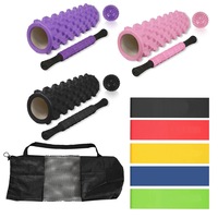 Advwin Foam Yoga Roller Massage Axis Home Fitness Exercise 9 Piece Set Black/Purple/Pink