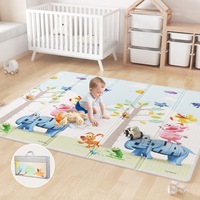 Advwin Foldable Baby Play Mat Extra Large Reversible Waterproof Activity Playmats Foam Floor Crawling Mat with Travel Bag 150/180*200cm