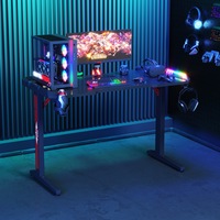 Advwin Gaming Office Desk RGB LED Carbon Fiber Gamer Workstation Study Table 120cm