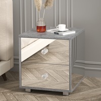Advwin Mirrored Bedside Table 2 Drawers Storage Nightstand