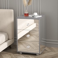 Advwin Mirrored Bedside Table 3 Drawers Nightstand Storage