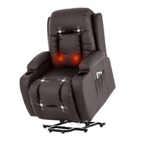 Advwin Recliner Chair Electric Massage Lift Chair Lounge Sofa Couch Seat PU Leather Brown
