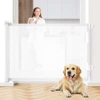 ADVWIN Retractable Dog Safety Gate Security Fence Mesh Barrier Guard For Doorways, Stairs, Hallways 180CM White