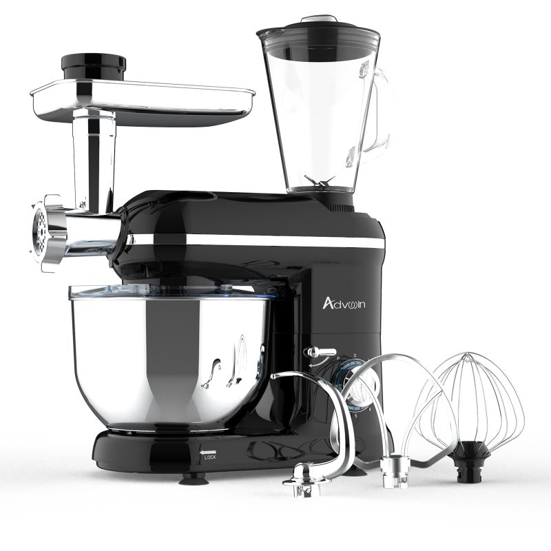 6 Speed Electric Stand Mixer w  Accessories 1100W 5.5L in Black