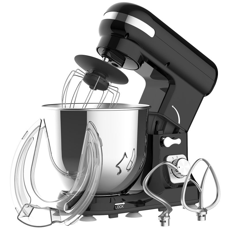 ADVWIN 6.5L 1400W Stand Mixer 6 Speed Black Electric Food