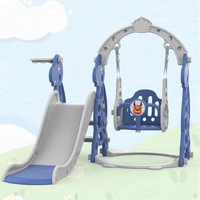 Advwin Toddler Slide Swing Set with Basketball Hoop 4 in 1 Outdoor Indoor Kids Playground Blue