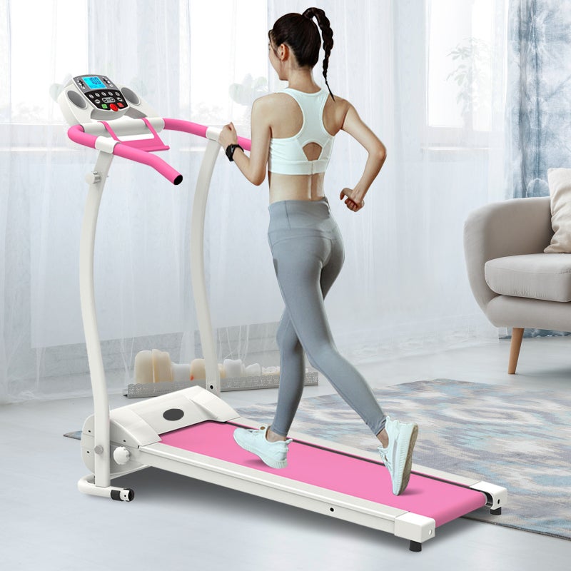Electric Treadmill Home Gym Folding with LCD Display Runing Exercise Machine Fitness Equipment 1000W in Pink