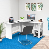 Advwin L Shaped Computer Desk Corner Study Table Workstation White