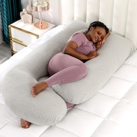 Advwin Pregnancy Maternity Pillow Full Body Support , Nursing Pillow for Back, Hips, Legs, Belly Gray J-Shape