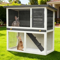 Advwin Rabbit Hutch 90cm x 45cm x 80cm Chicken Coop Bunny HouseWooden Pet House Outdoor 2 Level