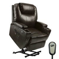 Advwin Electric Recliner Chair Lounge Sofa Lift Seat Leather with 2 USB Ports, 2 Cup Holders Brown
