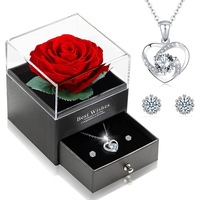 Eternal Real Rose with Necklace Earrings for Valentine's Day Mother's Day Gifts