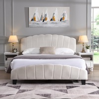 IHOMDEC Queen Size Shell-Style Bed Frame Base Mattress Platform BEF04 Beige