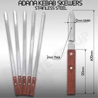 40 x Kebab Skewers Stainless Steel BBQ Skewer Adana Skewer Lamb Pork Beef Shish Kebab 12mm Wdith