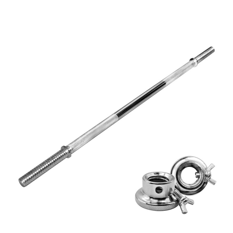 100cm - 28mm Diameter Solid Barbell Bar With 2 Spin-Lock Collars - Max Load 250kg