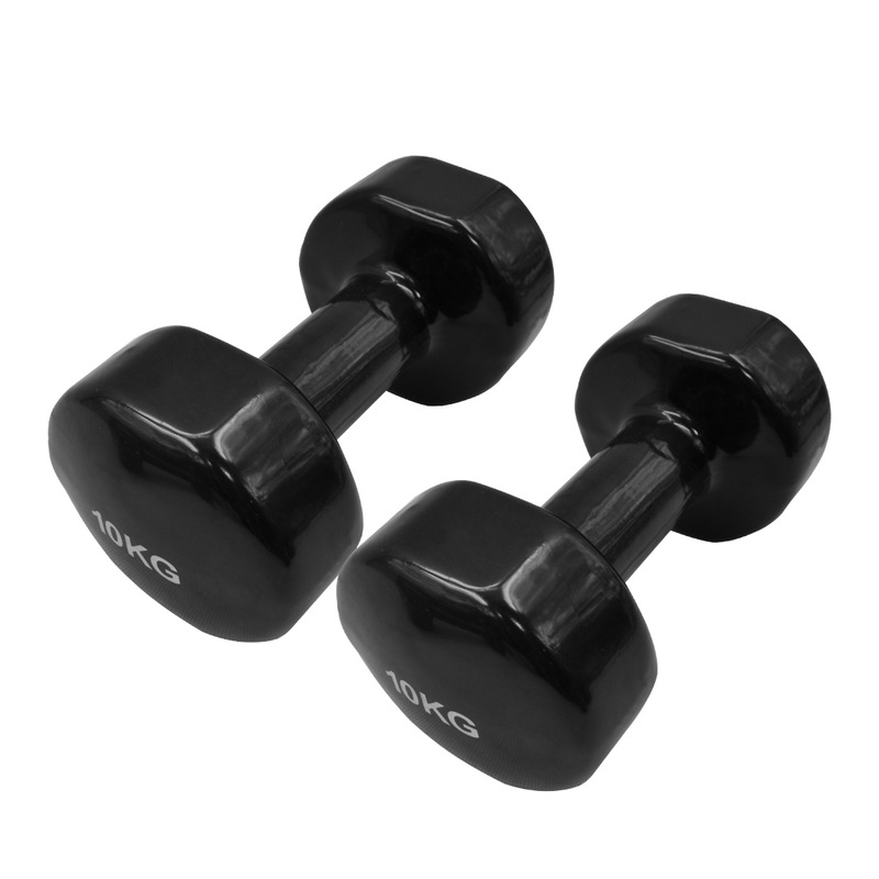 10kg x 2 Vinyl PVC Dumbbell Hand Weight - PVC Rubber Coated - Black - Total 20kg Australia