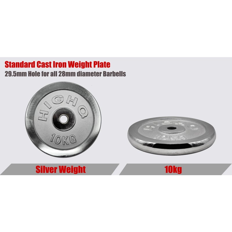 10kg x 2 Chrome Cast Iron Weight Plate 29.5mm Hole Plates Home