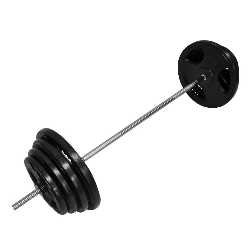 110kg Ez Grip Cast Iron Barbell Weight Set – 150cm Bar + 105kg Iron Weight Plate