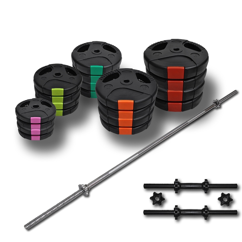 115kg - 45cm Dumbell 180cm Barbell Weight Set-total 105kg Ez Grip Weight Plate Australia