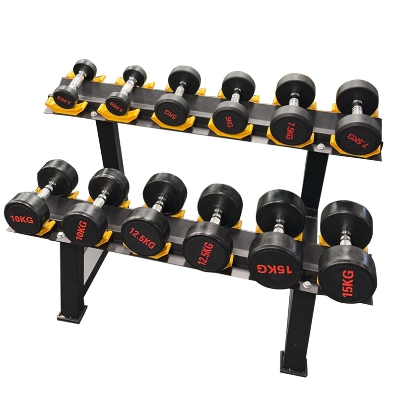 2.5kg to 15kg 6 Pairs Total 105kg Commercial Round Rubber Dumbbell with Rack Australia