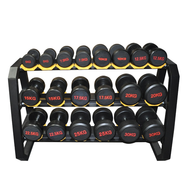 2.5kg To 30kg Total 330kg 10 Pairs Commercial Rubber Dumbbell Set with Rack Australia