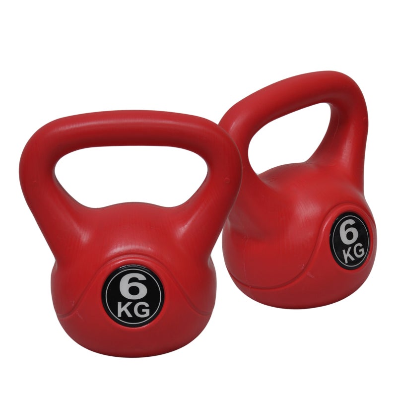 2 x 6kg Kettlebell - Home Gym Kettlebell Weight Fitness Exercise - Red