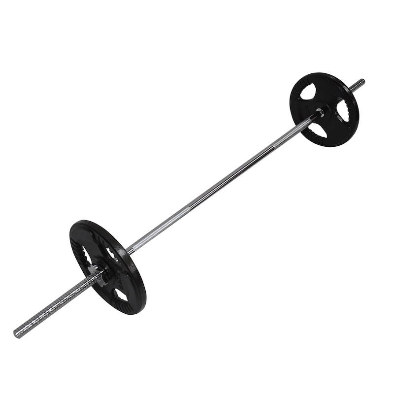 20kg Ez Grip Cast Iron Barbell Weight Set - 150cm Bar + 15kg Iron Weight Plates Australia