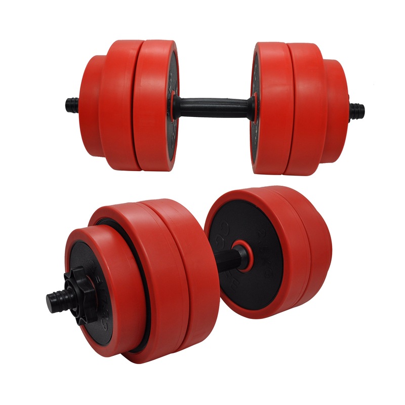 25kg Dumbbell Weight Set - 45cm Barbell Bar - Rubber Coated Iron Weight Plates Australia