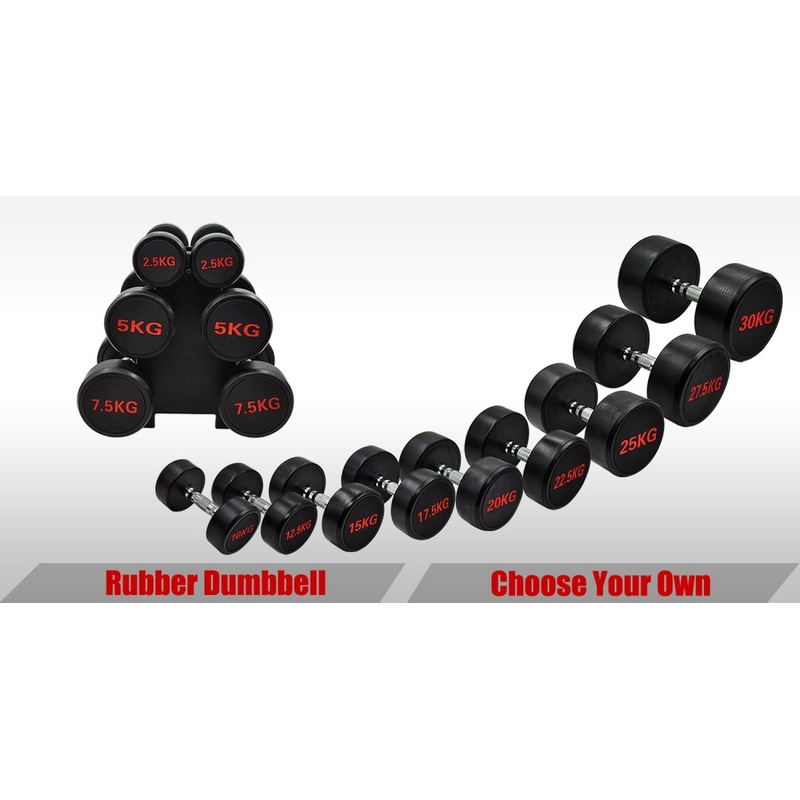 25kg x 2 Commercial Grade - Rubber Coated Dumbbell Hand Weight - Rubber Dumbbell Australia