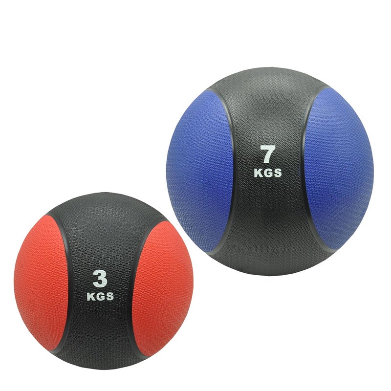 3kg + 7kg Commercial Rubber Medicine Ball Set / Gym Fitness Fit Exercise Ball Unbranded