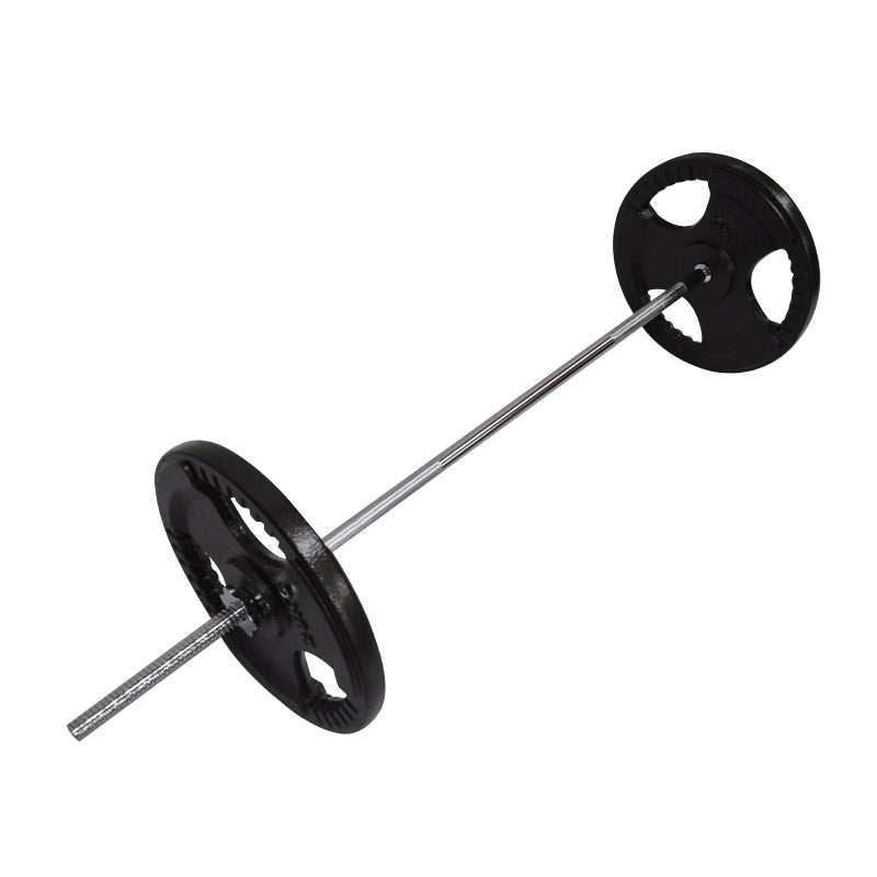 45kg Ez Grip Cast Iron Barbell Weight Set – 150cm Bar + 40kg Iron Weight Plates