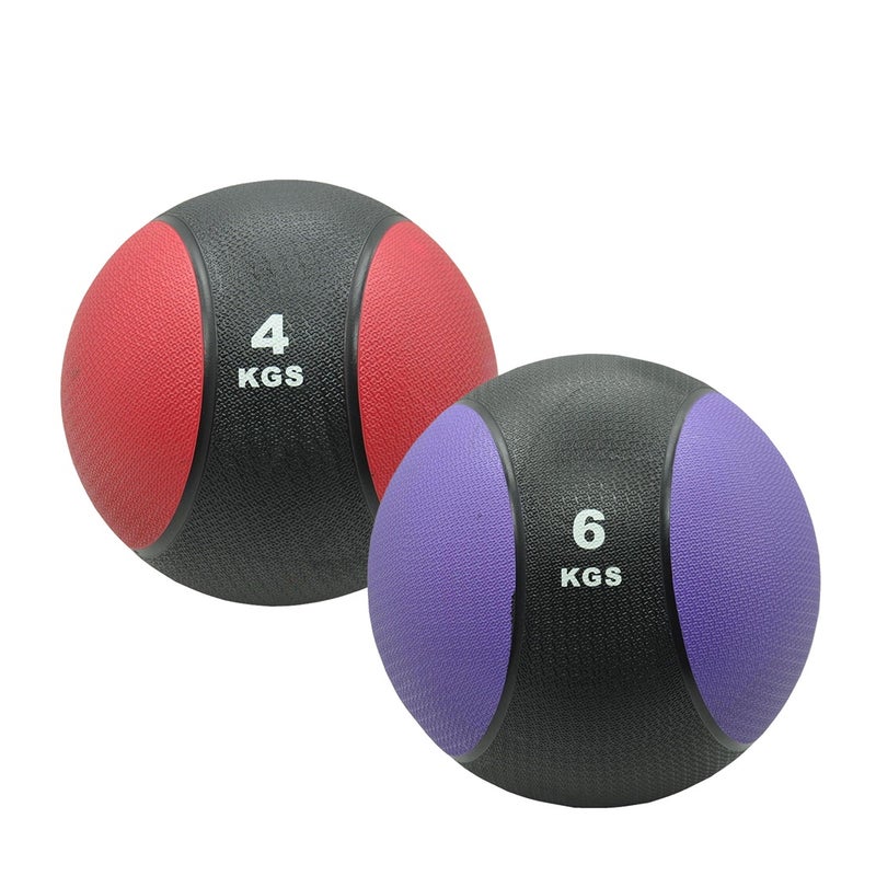 4kg + 6kg Commercial Rubber Medicine Ball Set / Gym Fitness Fit Exercise Ball Unbranded