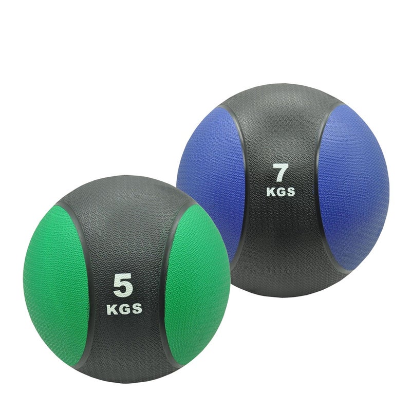 5kg + 7kg Commercial Rubber Medicine Ball Set / Gym Fitness Fit Exercise Ball Unbranded