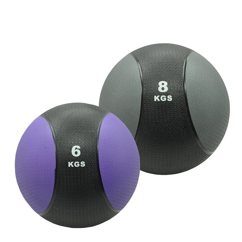 6kg + 8kg Commercial Rubber Medicine Ball Set / Gym Fitness Fit Exercise Ball Unbranded