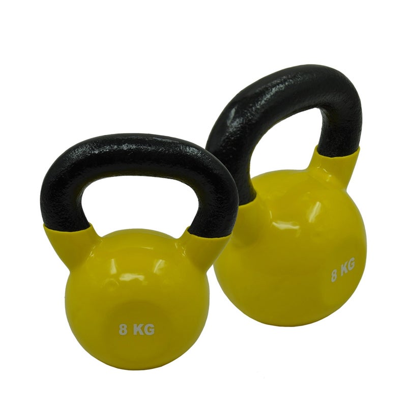 8Kg x 2 Iron Vinyl Kettlebell Weight - Gym Use Russian Style Cross Fit Strength