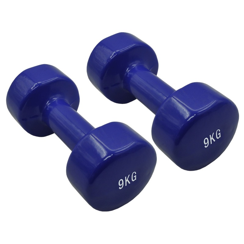 9kg x 2 Vinyl PVC Dumbbell Hand Weight - PVC Rubber Coated - Total 18kg Australia