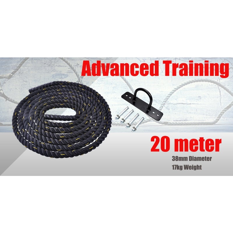 9m-12m-15m-18m-20m – Battle Rope 38mm Diameter – Home Gym Strength Bootcamp