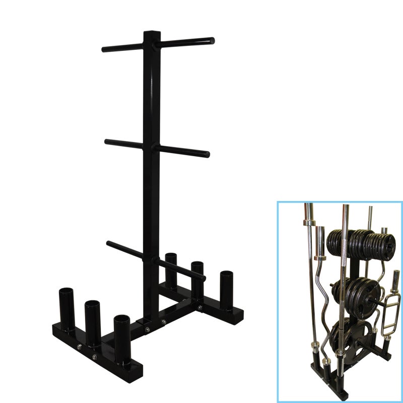Olympic Barbell and Weight Plate Storage Rack - Home Gym - Store All Types Plate