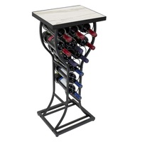Wine Rack side Table Freestanding Wine Bottles Storage with rack Hold 11 Wine Bottles White