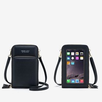 Women PU Leather Touch Screen Phone Bag Purse Crossbody Phone Wallet Bag Pouch Black