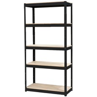 Black Slot-N-Lock 5 Shelf Unit 1800 x 1200 x 450mm Storage Garage Workshop