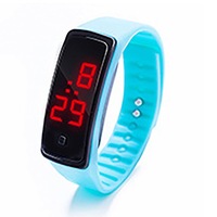 10Pcs Led Digital Display Bracelet Children'S Students Silica Gel Sports Watch Lake Blue