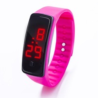 10Pcs Led Digital Display Bracelet Children'S Students Silica Gel Sports Watch Rose Red