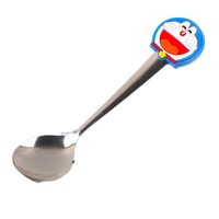 10Pcs Random Cartoon Silicone Handle Stainless Steel Spoon For Baby Boys Girls