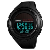 1405 Fashion Solar Power Outdoor Sports Watch Multifunctional 50M Waterproof Men Digital (Black)