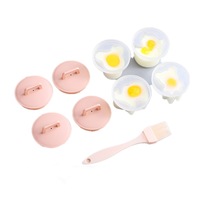1Set Plastic Egg Mold Form For Egg Boiler Poacher With Brush Gift Box Kitchen Egg Pancake Maker Cooking Tools