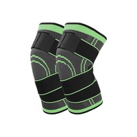 2 PCS Fitness Running Cycling Bandage Knee Support Braces Elastic Nylon Sports Compression Pad Sleeve Size:L(Green)