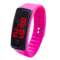 4 Pcs Led Digital Display Bracelet Children'S Students Silica Gel Sports Watch Rose Red